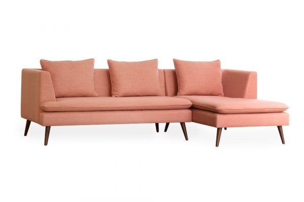 Sofa góc trái vải màu cam